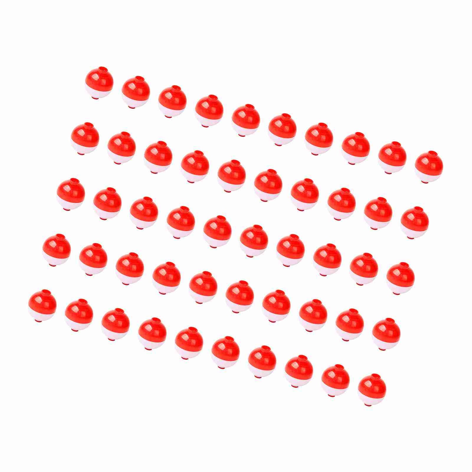 50pcs Fishing Bobbers 1 Inch Snap On Float Red And White Bobbers Push Button