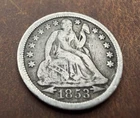 1853 Seated Liberty Silver Dime - With Arrows - F - VF