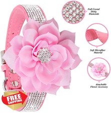 Haoyueer L Hot Pink 7 Rhinestone Collar Leash Set Dog