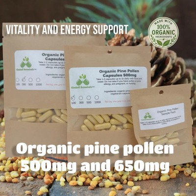 Organic Pine Pollen Capsules   Wildcrafted Herbal Supplement for Vitality,