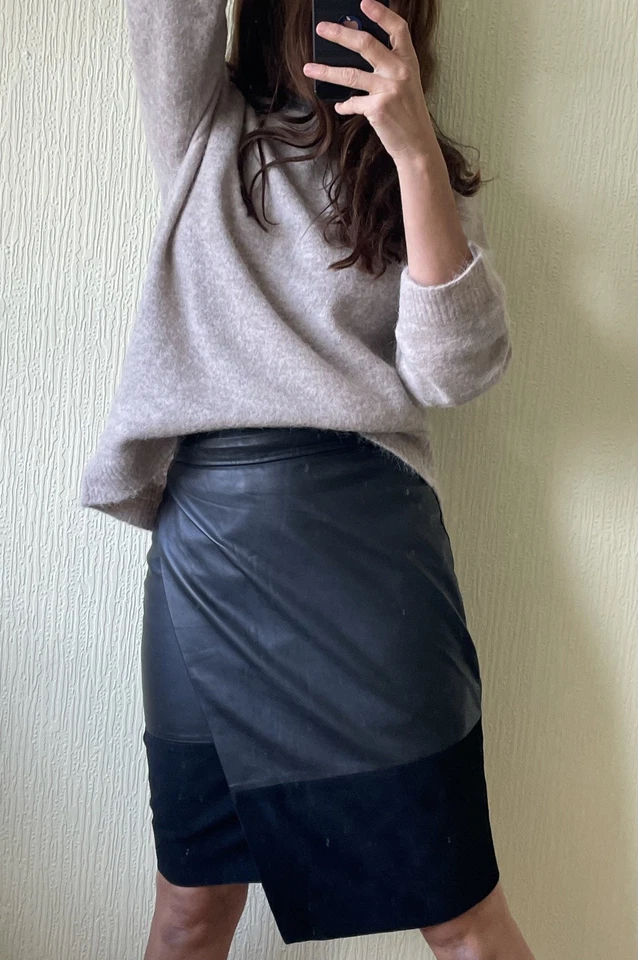 HM Leather Suede Skirt Midi Size 10 12 pencil wrap butter soft  - Image 3 of 4