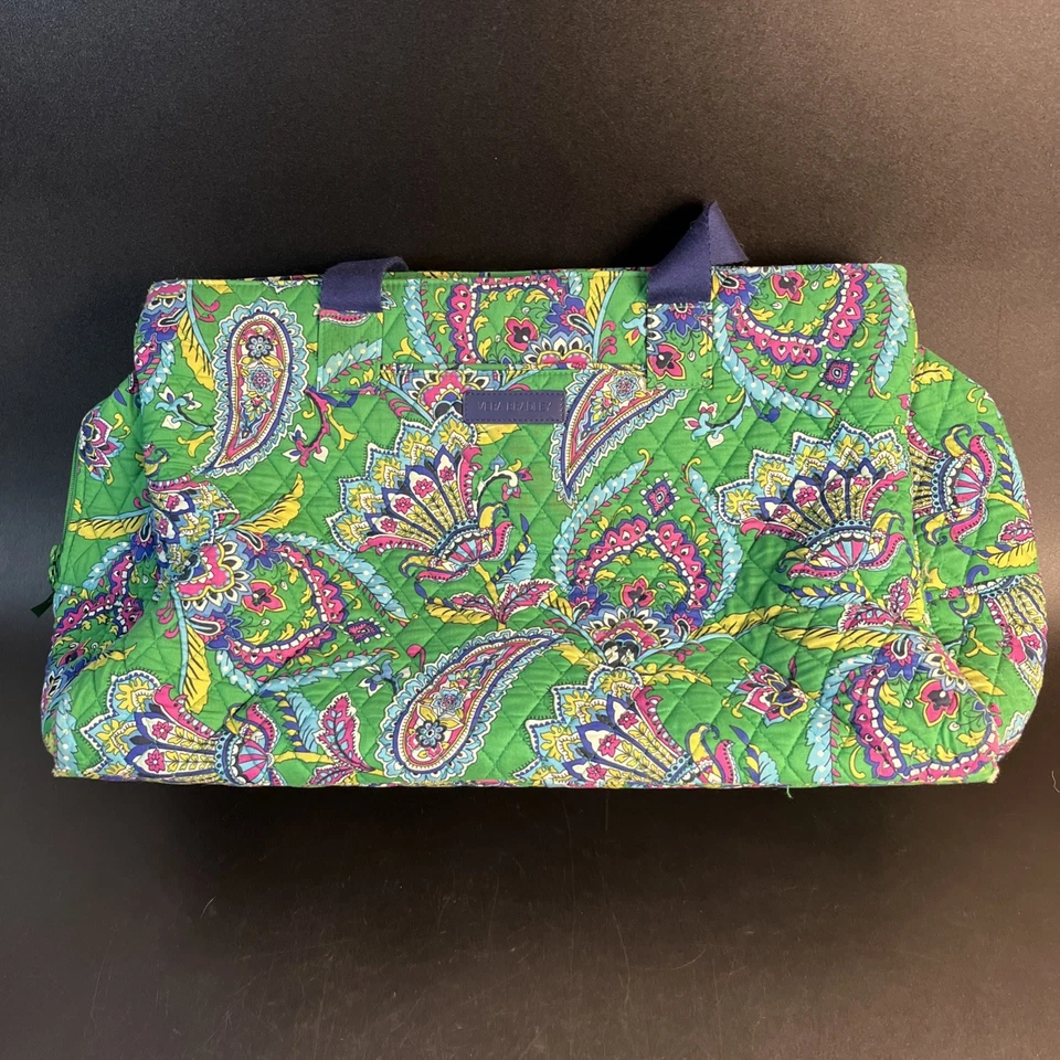 Bolso de Pañales Grande Vera Bradley con Inserto Acolchado Algodón Paisley Verde Azul Foto 2 de 4