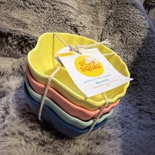 Sun Squad Bamboo Bowls Set Of 4 Scalloped Design Multicolor