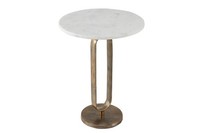 Beistelltisch Marmor Metall Rund Ø 45 Cm H: 60 Cm (Lxbxh) Handarbeit Weiß Gold