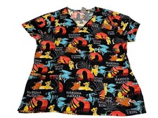 Disney LION KING Hakuna Matata Scrub Top Size LARGE Simba Pumba Timon