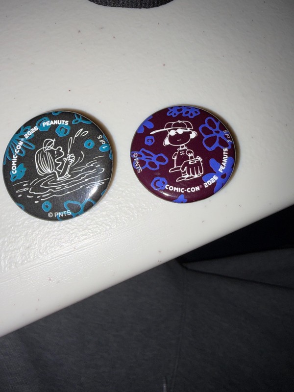SDCC 2026 Exclusive 2 Peanuts Buttons-Peppermint Patty and Marcie