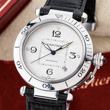 Cartier Pasha 38mm Automatic Steel Guilloche Dial Exhibition Caseback Ref. 2378