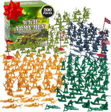 World War II Army Men Toy Action Figure Playset- 200Pc Including Soldiers Flag