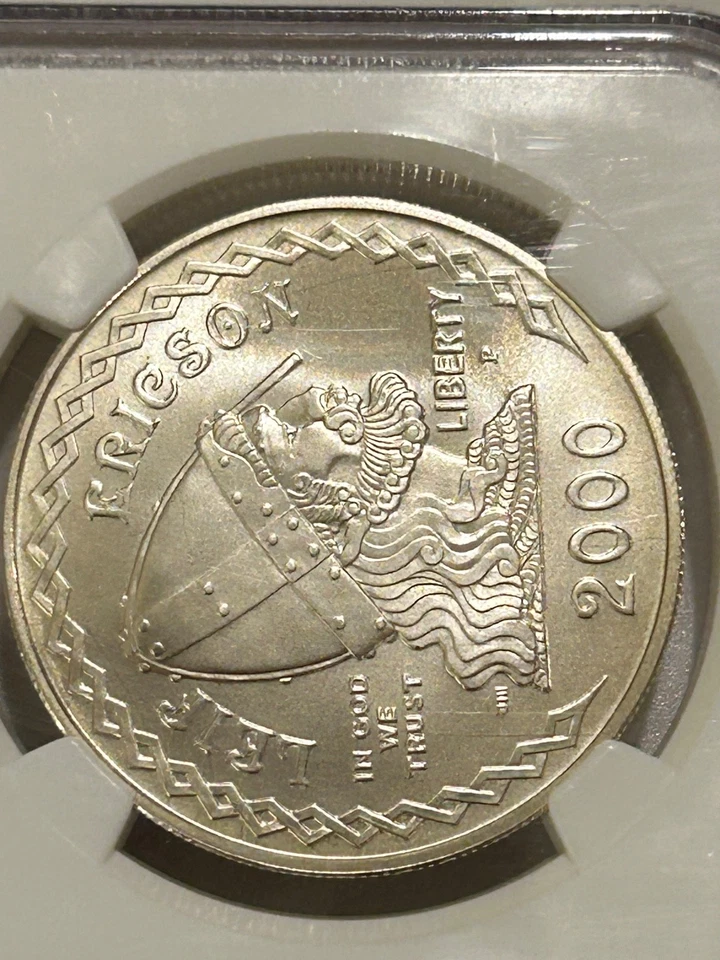 2000 P Leif Ericson Silver Dollar NGC MS69 Only  28,150 Minted - Image 3 of 4