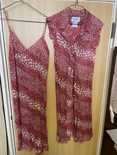Chanel Red Floral Cami Long Dress Ensemble Good Condition
