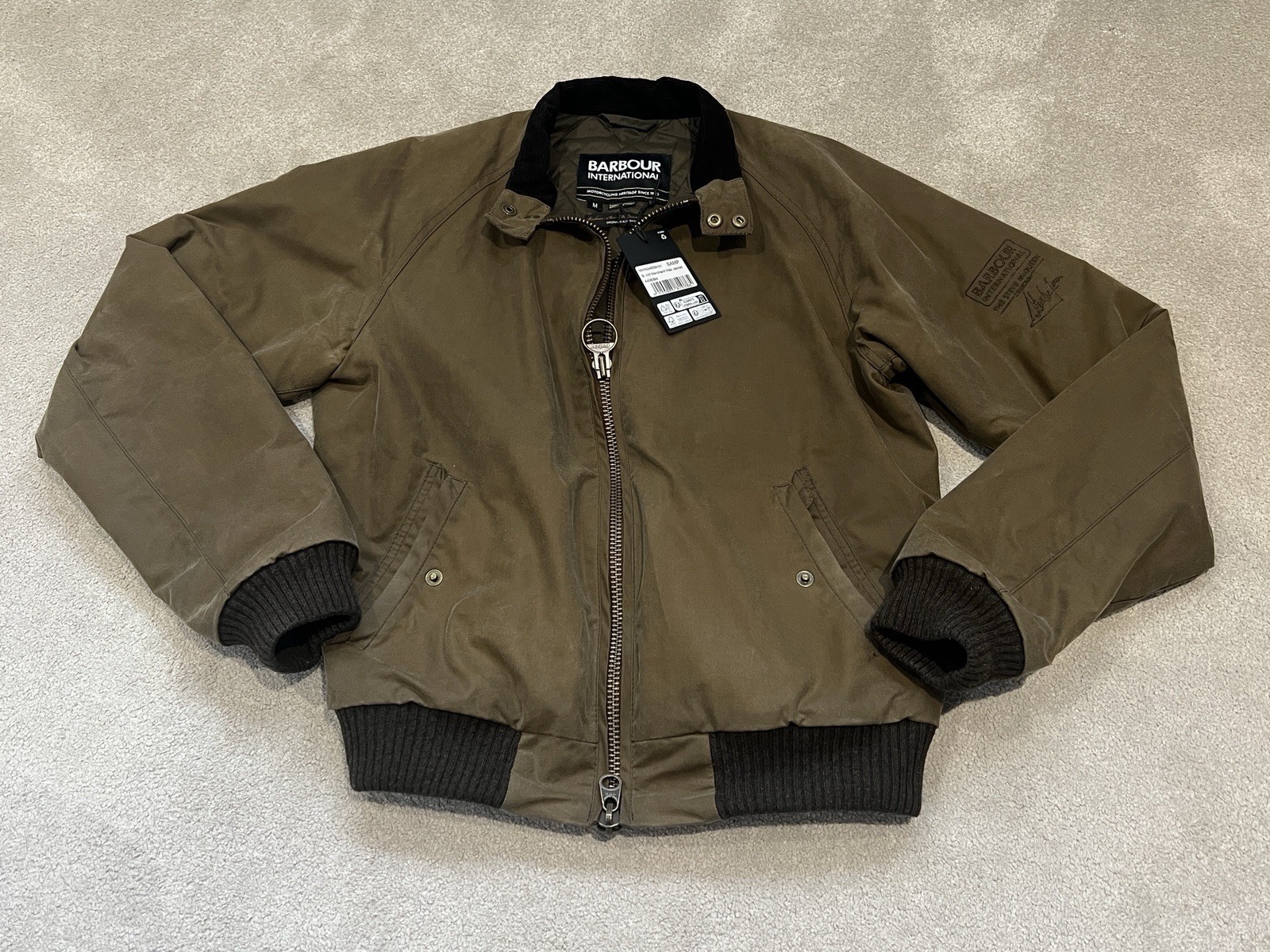 Chaqueta Barbour International Steve McQueen Merchant Wax Oliva Talla M Con Etiquetas