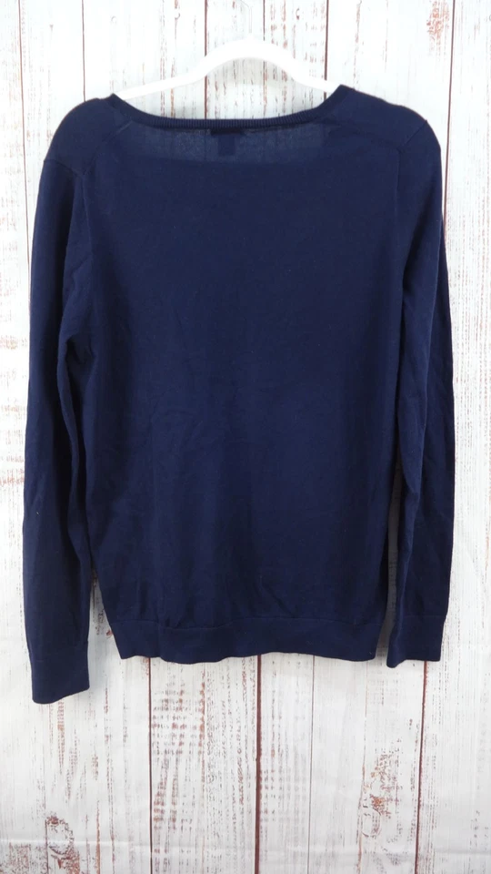 Suéter tejido J.Crew para mujer grande azul manga larga suave Academia cuello en V preppy Foto 2 de 4