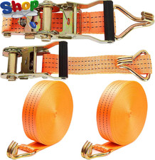 2Pcs Extra Wide Heavy Duty Ratchet Straps: 1.5 Inch (3.8Cm) X 6M (20 FT), 2000Kg