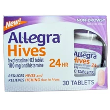 Allegra Hives Antihistamine 24-Hour Tablets, 180 mg, 30Count EXMAR25-APR25-JUN25