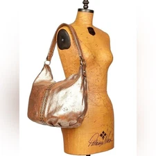 NWT Patricia Nash Women's Leather Bello Hobo Shoulder Bag Tri-Metallic