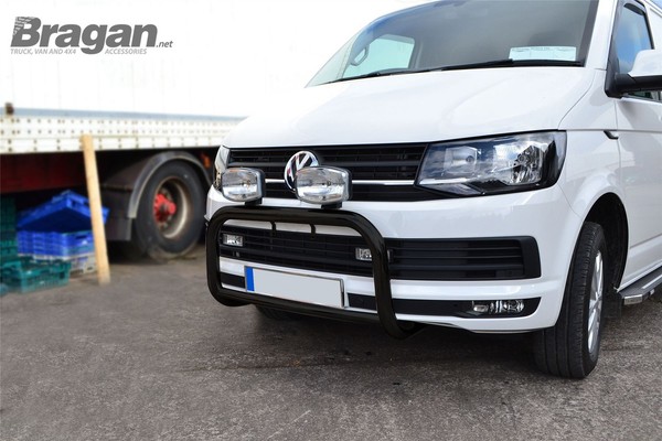 Bull Bar A Bar + Jumbo Spots FüR Fiat Scudo 2007-2016 Niedrig Schwarz Edelstahl-image