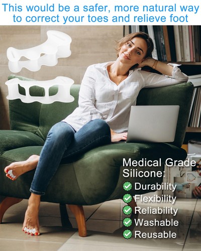 2 Pair S Bunion Toe Separators, 2 Firm, 2 Soft, Correct, Align, Straightener - Picture 4 of 6