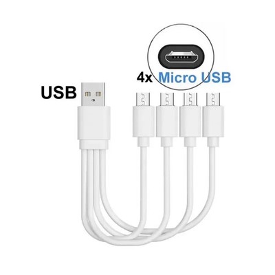 20cm Short USB Multi Charging Cable 4 in 1 Multiple Type C / Micro USB Charging 