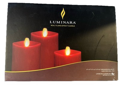 Luminara Flameless Flickering Melted Edge Set of 3 Red