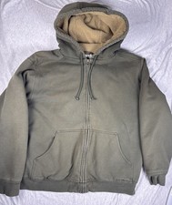 Vintage LL BEAN Hoodie Katahdin Iron Works Sherpa Zip Up Mens M Green