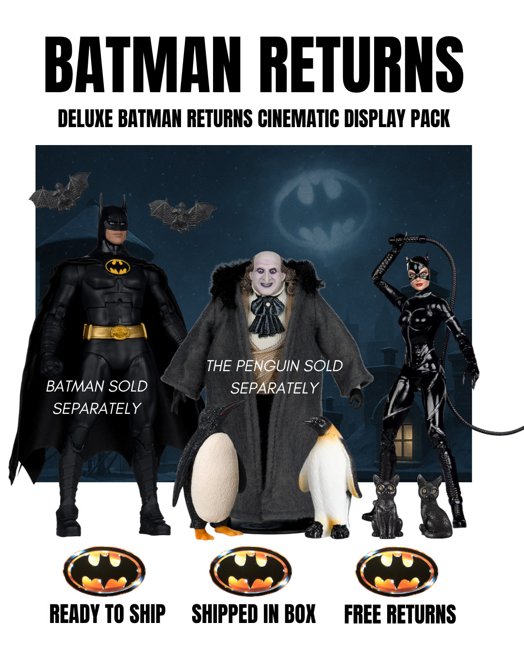 McFarlane DC Batman Returns Deluxe Theatrical Exclusive Catwoman 7” Movie BUNDLE