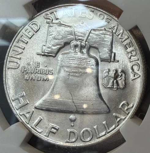 1954 D 50C Franklin Half Dollar MS 64 FBL Flashy White