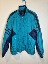 Vintage 80s Head Men  s Windbreaker Jacket Large Blue Multi Color Block Zip