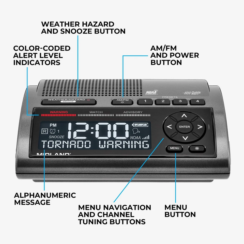 Midland - WR400 Weather Radio Deluxe - NOAA Emergency Alert Scanner – Home Us... - Image 4 of 4