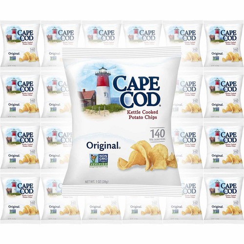 Cape Cod Original Kettle Cooked Potato Chips, Gluten-Free 1oz Bag (Pack of 24, T