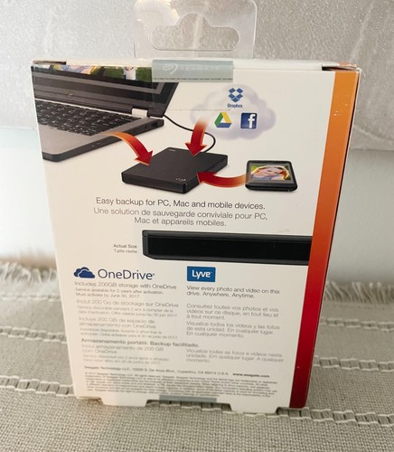 Seagate Backup Plus Slim Portable 1TB Hard Drive - Black New - Afbeelding 2 van 3