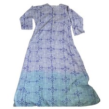 Roberta Roller Rabbit Blue Ombre Kurta Dress XS Vintage Cotton 3/4 Sleeve