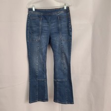 Pilcro  The Letterpress Anthropologie Sz 28 Patch Pocket Cropped Flare Leg Jean