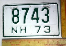 1973 New Hampshire motorcycle license plate biker collectible old NH MC tag