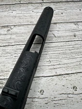 1911 Slide Engraving Service – Elegant Floral Pattern + Carbon Black Recoat