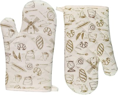 FINOHOPE Double Oven Gloves Mitt 100% Cotton Resistant Cooking Grilling BBQ