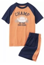 Gymboree Boy sz 5-6 Football Champ Gymmies Pajamas NWT PJs summer