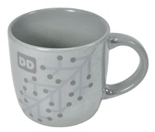DD DUNKIN DONUTS GRAY FALL WINTER COFFEE MUG CUP SNOWFLAKE TWIG 2014