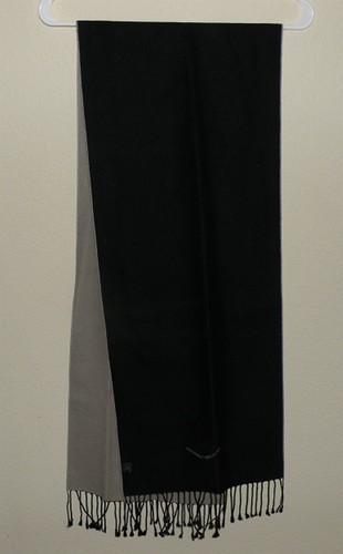 English Laundry 100% Silk Scarf Black Gray Fringe 64 Inches Long - Picture 3 of 4