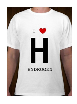 NEW ''I Love Hydrogen'' T Shirt Tee Size L Hanes Cotton Fun Chemistry Elements