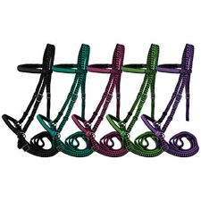 Braided Nylon Bitless Bridle w/ Reins
