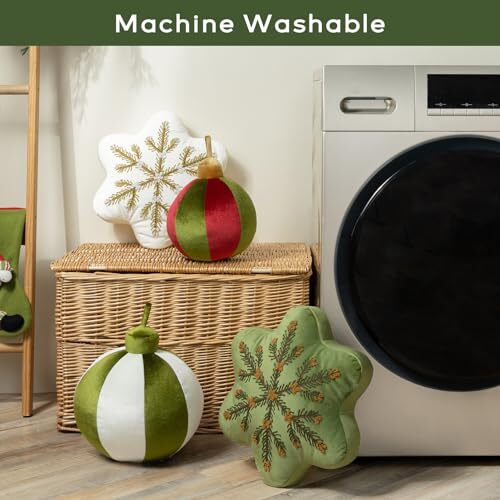 Ashler Christmas Bell Pillow, Round Throw Pillow 8.5x8.5 IN Light Green