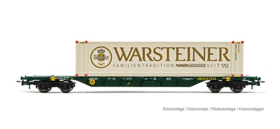 Rivarossi HR6578 HO Gauge Cemat Sgnss 4 Axle Wagon w/Warsteiner Container Load V - Image 1 of 2