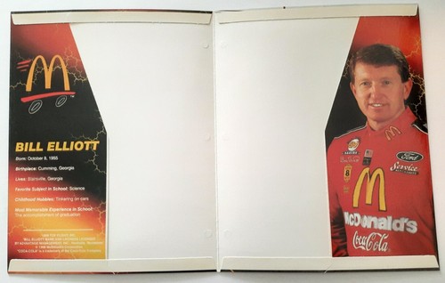 Vintage 1998 Folder Bill Elliott McDonalds Coca Cola Ford Taurus Nascar - Picture 2 of 3