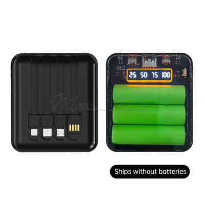 3x18650 Battery Box LED Digital DIY Mobile Power Bank Case Fast Charging w/Cable