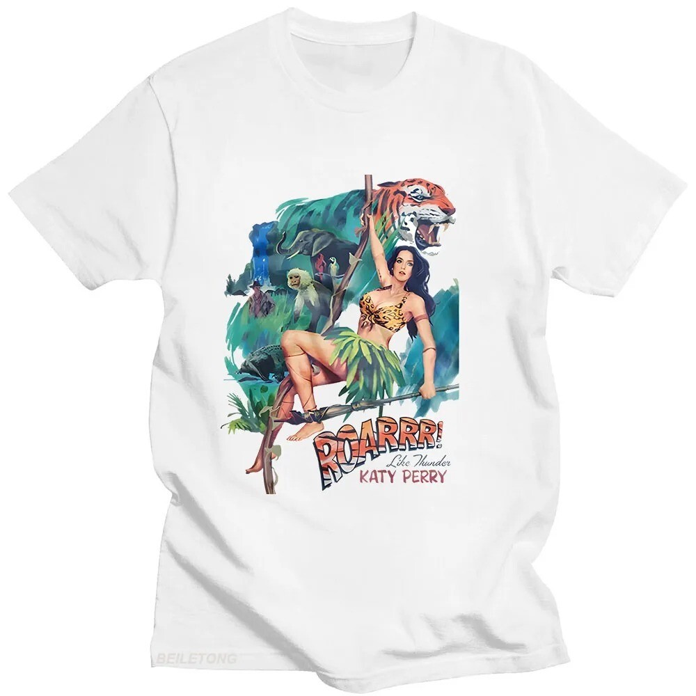 Katy Perry Roar Pop Hip Hop Tee Shirt O-Neck Casual Top XS–XXL