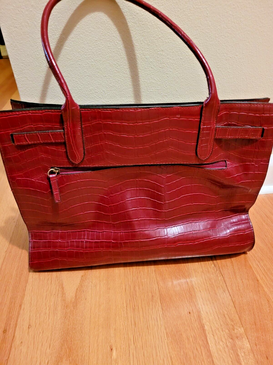 【関税込み】Apero Bag - Rouje - Leather - Red Croco Crocodile-look leather handbag | Rouje