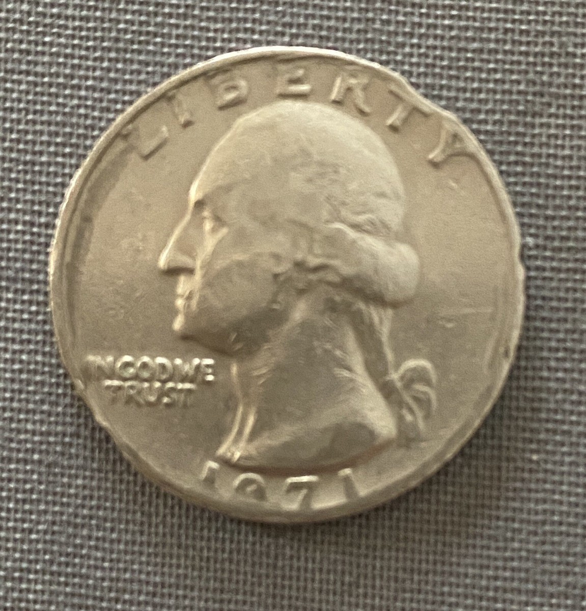 1971 Washington Quarter Error No Mint Mark. Broadstruck & Clipped
