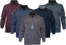 Zip Up Knitted Cardigan Lined Funnel Neck Jumper Sweater w/ Pockets by Tom Hagan