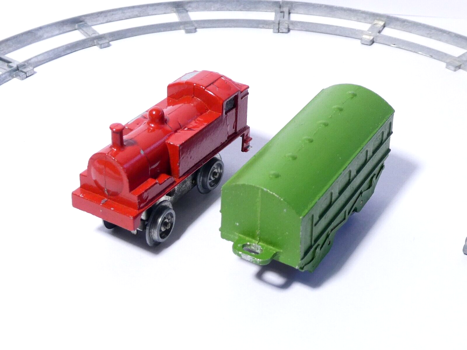 Vintage TEENY TOY TRAIN SET Smallest Clockwork Train in Original Box