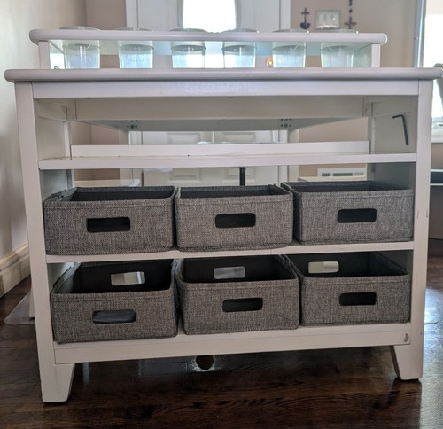 Guidecraft Art Desk for 2, include 2 stool, 6 bins, paint containers, paper roll - Picture 2 of 8
